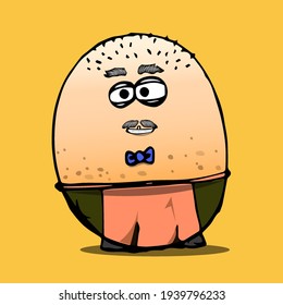 potato cartoon character isolated on orange background