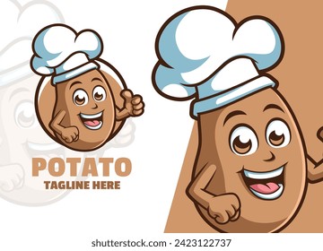 Potato Cartoon character Mascot Logo Thumbs up vector illustration