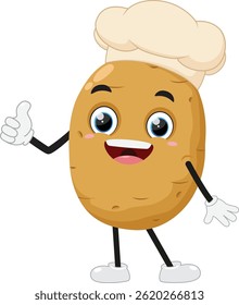 Potato Cartoon Character, Suitable for children's books, sticker, and mascot isolated on white backgrounds