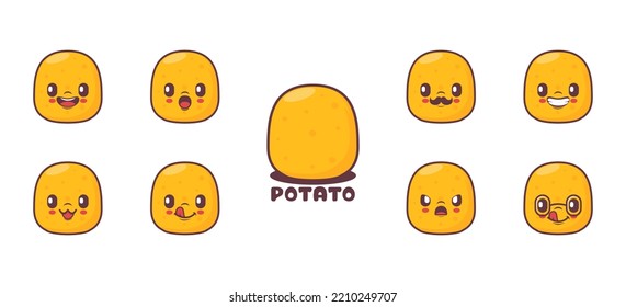 potato cartoon. food vector illustration. icon, expression.