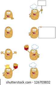 Potato Cartoon Mascot Characters-Vector Collection