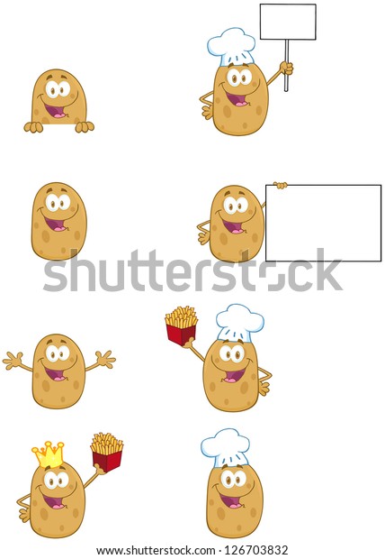 Potato Cartoon Mascot Charactersvector Collection Stock Vector Royalty Free 126703832 5874