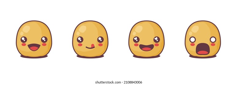 potato cartoon mascot illustration, with different facial expressions. suitable for icons, logos, prints, stickers, etc.