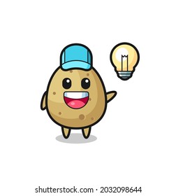 potato character cartoon getting the idea , cute style design for t shirt, sticker, logo element
