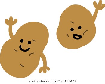 Potato character colored flat illustration vector icon.Hands can move.