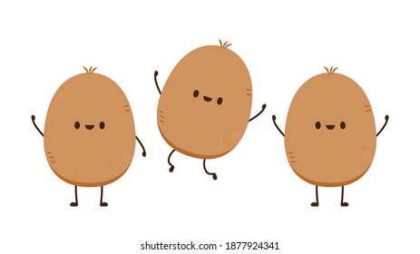 Potato character design in vector on white background.