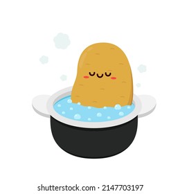 Potato character design. Potato vector. Potato on white background. Boiled Potato. Hot pot vector.