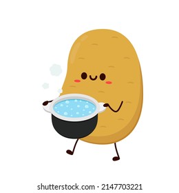 Potato character design. Potato vector. Potato on white background. Boiled Potato. Hot pot vector.