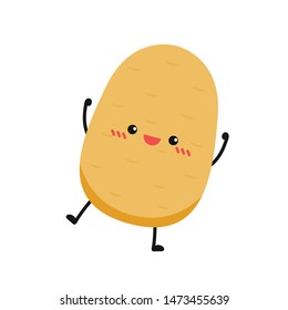 Potato character design. Potato vector. wallpaper. free space for text. Potato on white background.
