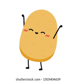 Potato character design. Potato vector. wallpaper. free space for text. 