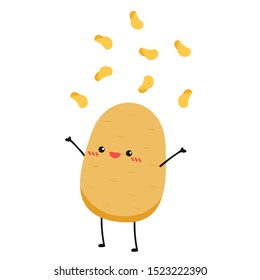 Potato character design. Potato vector. wallpaper. free space for text. 