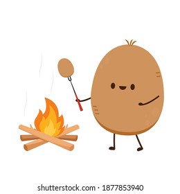 Potato character design. Potato vector. wallpaper. free space for text. Potato on white background.