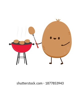 Diseño de caracteres de papa. Vector de papa. fondo de pantalla. espacio libre para texto. Papa sobre fondo blanco.