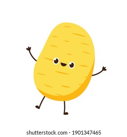 Potato character design. Potato vector. wallpaper. free space for text. Potato on white background.