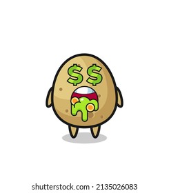 personaje de papa con expresión de locura por el dinero, diseño de estilo lindo para camiseta, pegatina, elemento logo