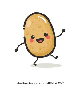 Potato Character Mascot .Fruit & Vegetables ICon Logo Design Vector