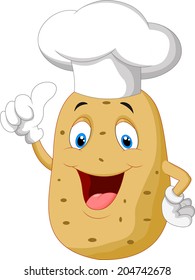 Potato chef cartoon giving thumb up