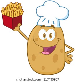 Potato Chef Holding Up A French Fries