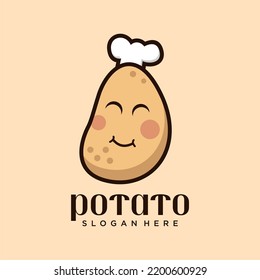 potato chef logo design. chef potato logo design illustration