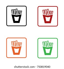 potato chip bag icon in editable flat in black orange red and green colors isolated for web and applications