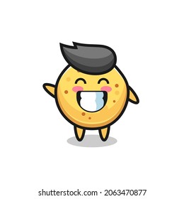 potato chip cartoon character doing wave hand gesture , cute design