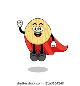 potato chip cartoon with flying superhero , character design