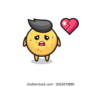 potato chip cartoon illustration is broken heart , cute design