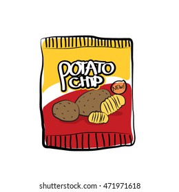 Potato chip drawing style vector