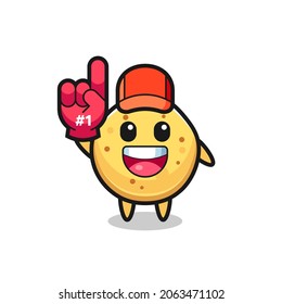 potato chip illustration cartoon with number 1 fans glove , cute design