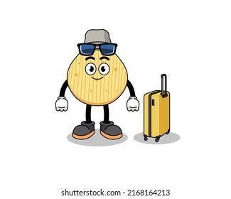 potato chip mascot doing vacation , character design
