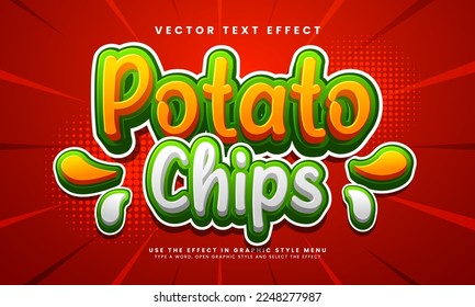 Potato chips 3D editable text effect. Suitable for food product needs.