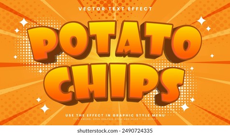 Potato Chips 3d Editable Text effect template suitable for snack food