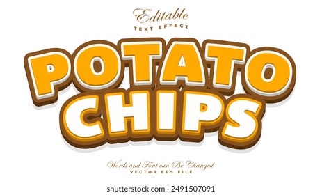 Potato Chips 3d editable text effect mockup style.