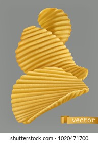 Potato Chips. 3d Realistic Vector