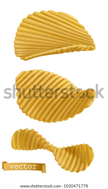 Potato Chips 3d Realistic Vector Icon Stock Vector (Royalty Free