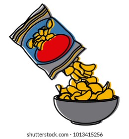 Potato Chips Bag Bowl Stock Vector (Royalty Free) 1013415991 | Shutterstock