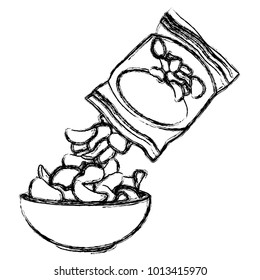Potato chips bag and bowl