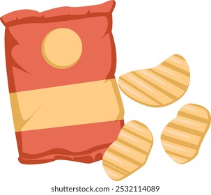 Potato Chips Bag with Chips Illustration