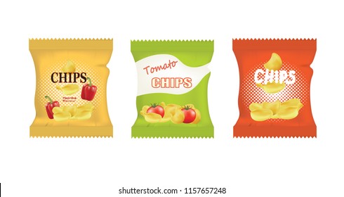 Potato chips bags. vector illustration 