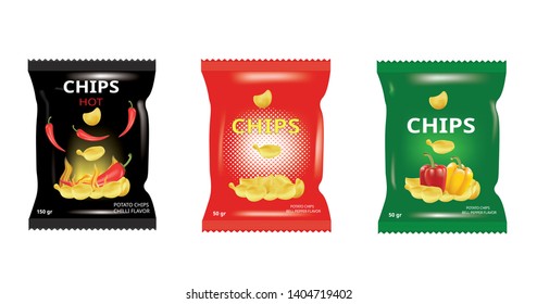 Potato chips bags. vector illustration 