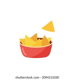 Potato chips in bowl. Vector 