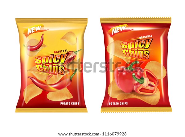 Potato Chips Burning On Fire Packaging Stock Vector (Royalty Free ...