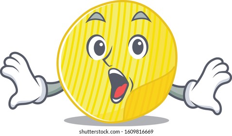 Potato chips cartoon character design on a surprised gesture