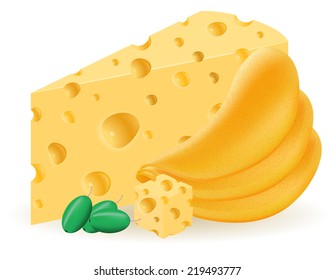 potato chips with cheese vector illustration isolated on white background