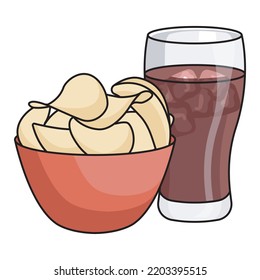 Potato chips ,Cold drink vector icons for commercial use
