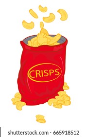 Potato chips, crisps, vector cartoon 