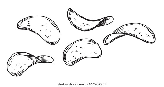 potato chips. drawing in sketch style