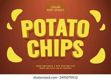 Potato Chips Editable Text effect 3d template suit for snack food brand business or product logo