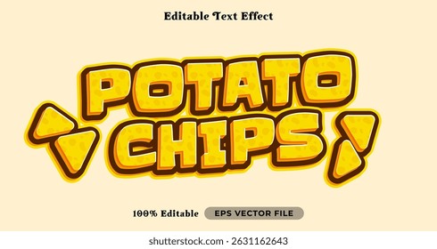 Potato chips editable text effect, 3d typography in graphic styles