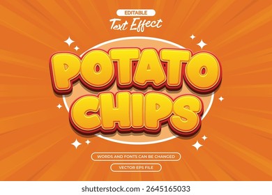 Potato chips editable text effect with 3d cartoon text style and with comic background